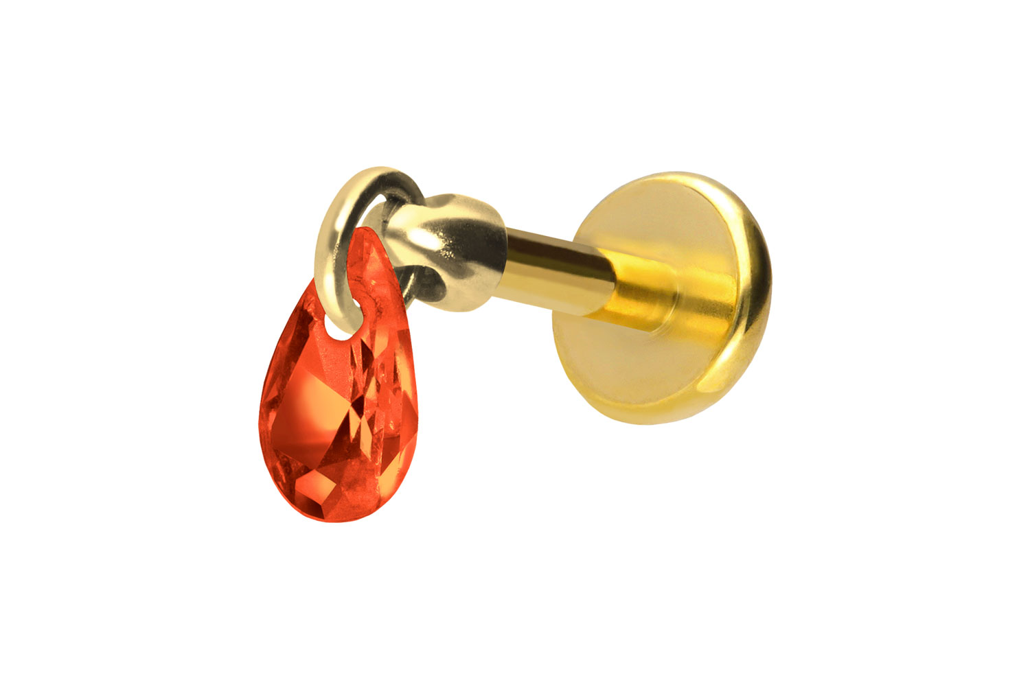 Titan Labret Piercing mit Push Fit KRISTALLTROPFEN